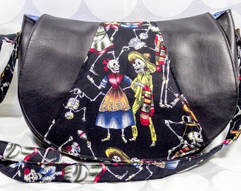 DUCKS Navy Blue Designer cotton River Nature Novelty fabric Water MESSENGER bag Reeds tote Shoulder bag