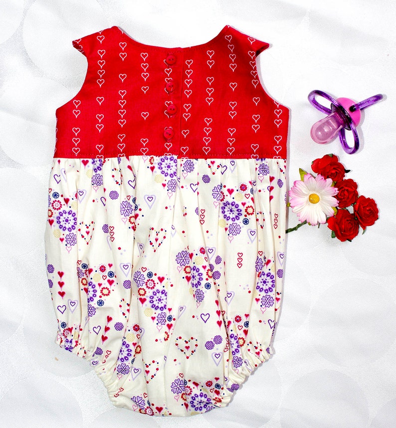 Playsuit Hearts ROMPER NEWBORN Purple Flowers Red Baby PREEMIE All in One Bodysuit Size 00000