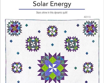 Solar Energy - a bright dynamic and modern star queen size quilt pattern