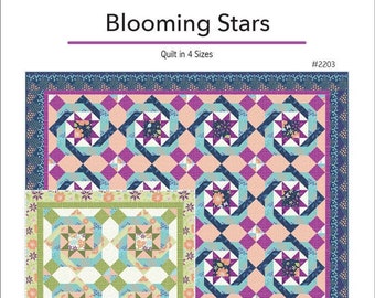 Blooming Stars - a stunning star quilt in 4 sizes - PDF Download Quilt Pattern