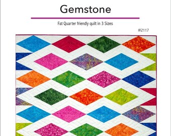 Gemstone - a modern fat quarter friendly quilt made from HRT - PDF Download quilt pattern in 3 sizes