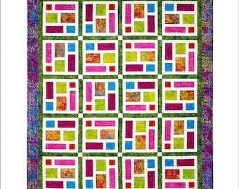 Portland Parks a modern quilt PDF quilt pattern for a fast, fun quilt in 3 sizes!