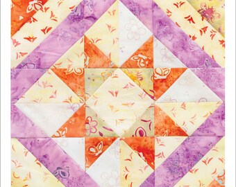 Orchard Court Quilt Block PDF pattern - a remix of the Raspberry Cheescake quilt block pattern
