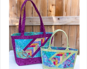 Tote That!  - a stylish tote bag with braid accent in 2 sizes - PDF Download Bag Pattern