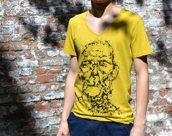 Artistic T-shirt for Men - Yellow Organic Cotton T-shirt - Ecofriendly Summer Menswear by ArtEffectPrints