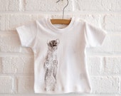 White Baby T-shirt | size 60/66 cm | Weasel Print | Animal Print | Eco & Fair trade | ArtEffectPrints