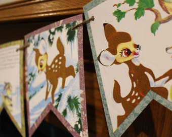 Bambi Banner and Confetti, Storybook, Children's Book, Vintage