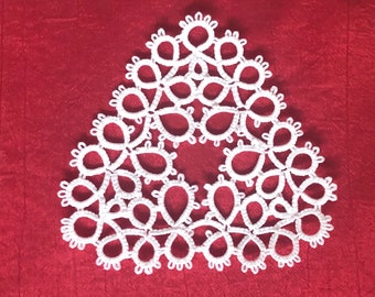 Tatted Lace Snowflake #10; Christmas Tree Decoration, Lace Ornament, White Lace Decoration, Thirteenth Anniversary Gift