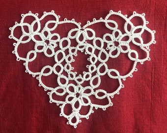 Tatted Lace Heart: Thirteenth Anniversary Gift, Valentine's Day Gift, Lacy Heart, Lace Heart, Lace Ornament, White Lace Decoration