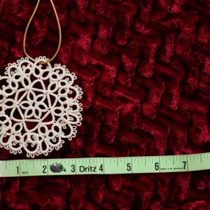 Tatted Lace Snowflake 8 Christmas Tree Decoration, Lace Ornament, White Lace Decoration, Thirteenth Anniversary Gift image 2