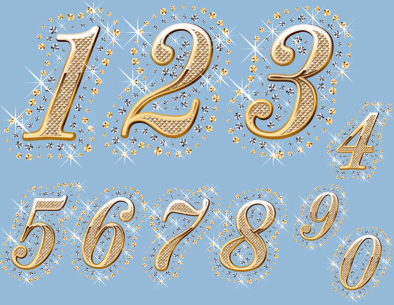 Instant Download Crystal Sparkle Rhinestone Bling Number Etsy