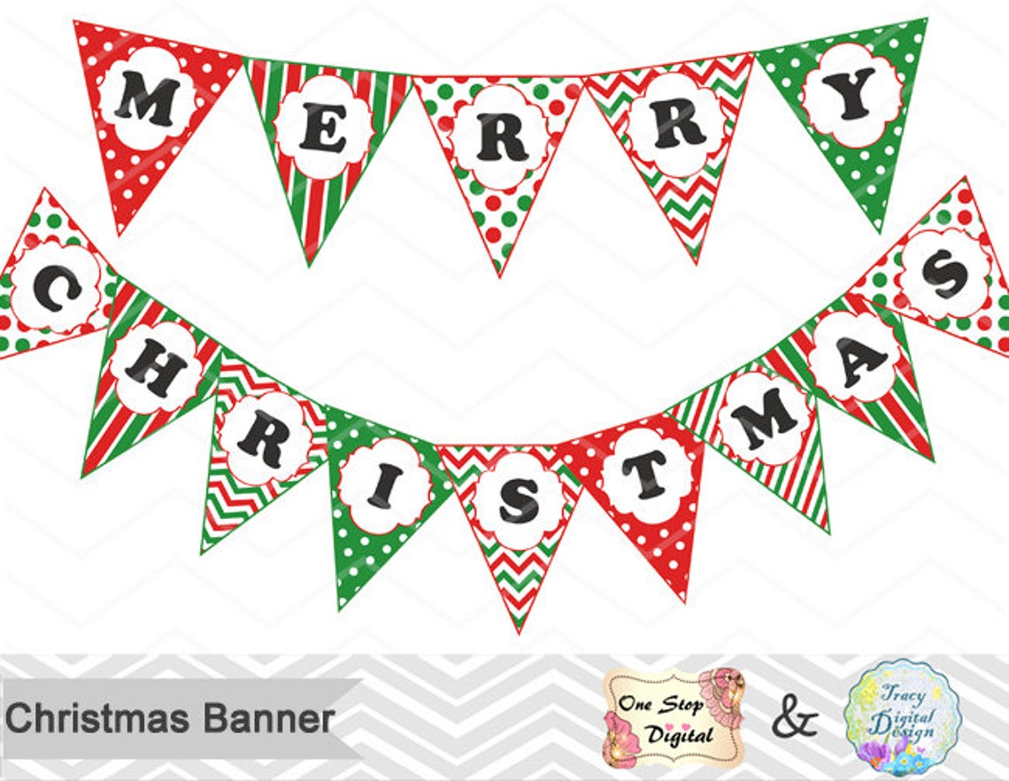 SALE Printable Christmas Bunting Printable Christmas Banner Etsy