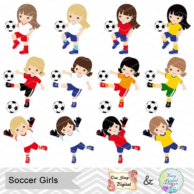 Instant Download Soccer Girl Digital Clipart Soccer Girls | Etsy
