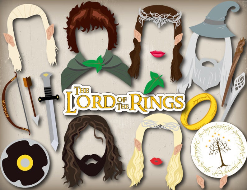 Instant Download Lord of The Rings Photo Booth Props The 1 - изображение. 