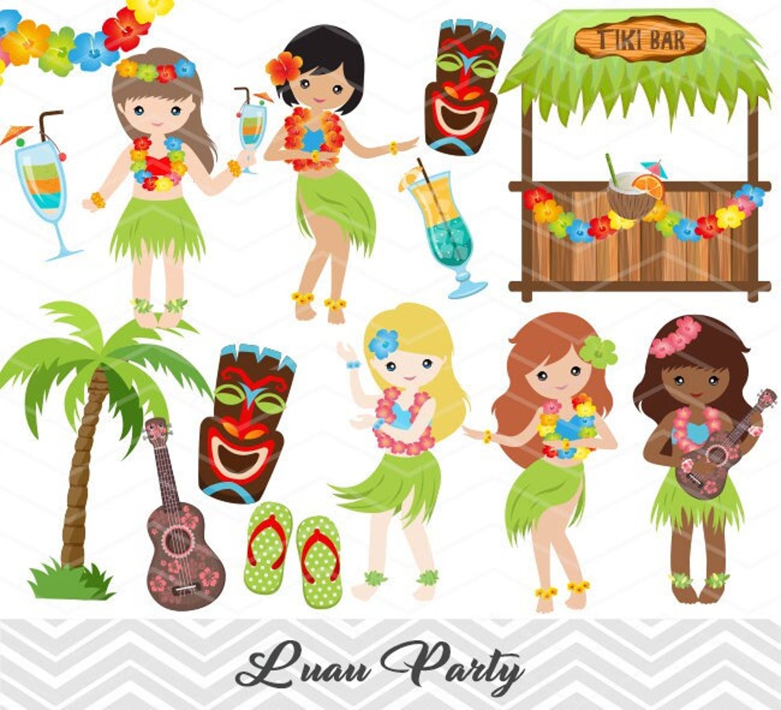 Digital Luau Girl Clip Art Instant Download Luau Girls | Etsy