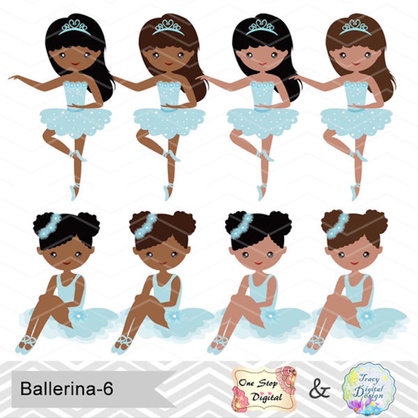 african american ballerina digital clip art, ballet clipart, blue ballet african american girls clip art, blue ballet shoes dres