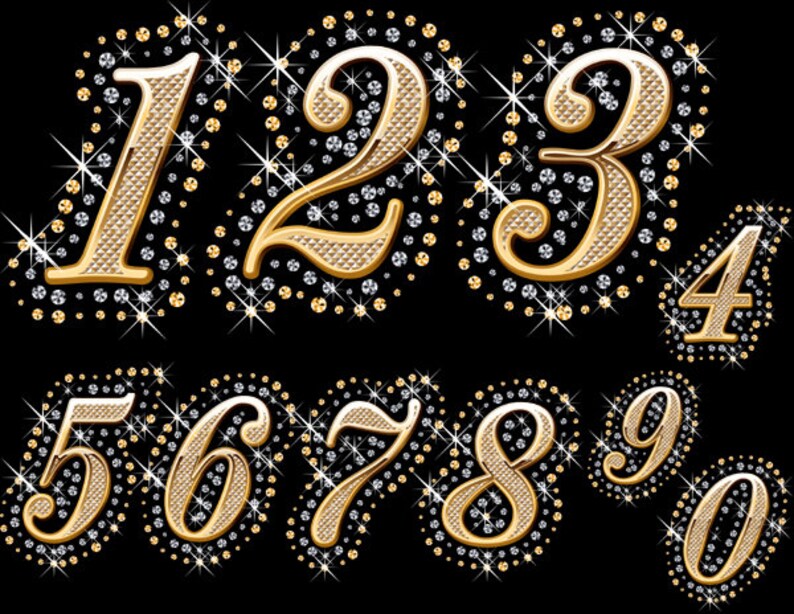 Instant Download Crystal Sparkle Rhinestone Bling Number Etsy