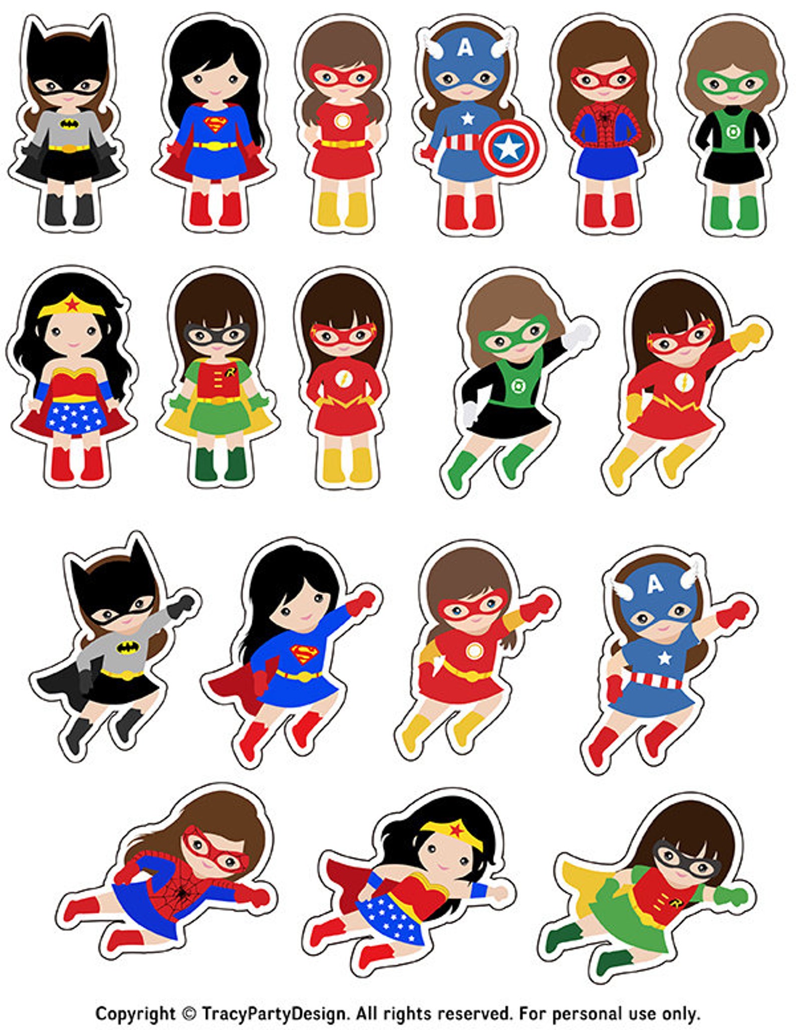 18 Printable Superhero Girls Cupcake Topper Instant Download Etsy