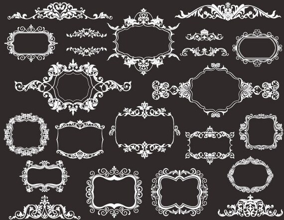 Chalkboard Frame Border Clip Art Retro Frame Ornate Chalkboard | Etsy