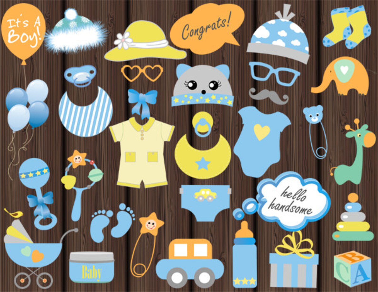 Instant Download BABY SHOWER Photo Booth Props Baby Boy Etsy