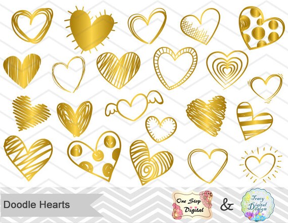 Sofortiger Download Gold Doodle Herz Clipart Golden Doodle Etsy