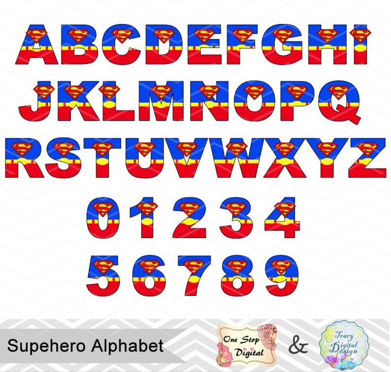 instant download superman alphabet digital clip art superman etsy