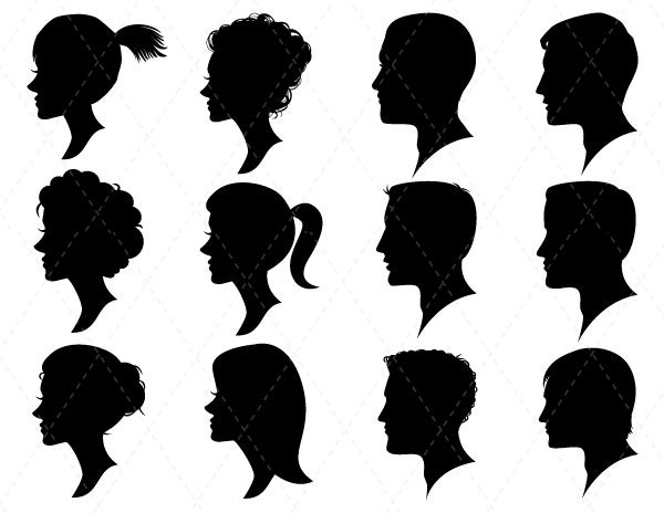 Digital Woman Silhouette Clipart Man Silhouette Clip Art Woman Etsy