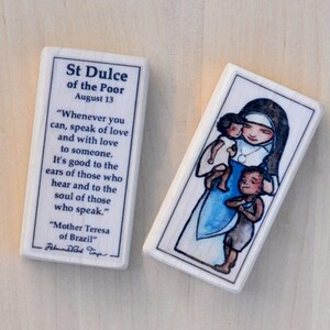 St Dulce of the Poor Patron Saint Block with gift bag // Irma Dulce Pontes // Catholic Toys by AlmondRod Toys