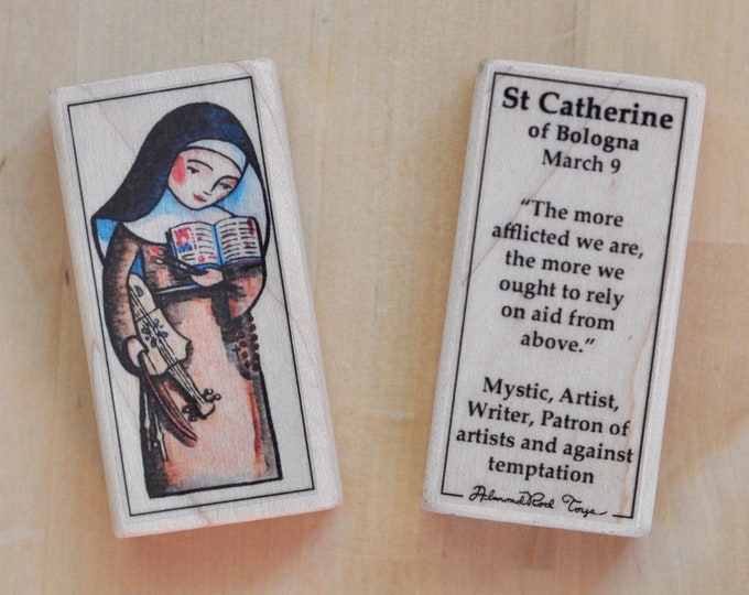 St Catherine of Bologna Patron Saint Block With Gift Bag // Patron of ...
