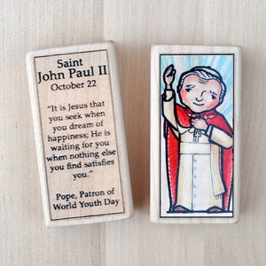 St John Paul II Patron Saint Block with gift bag // Pope JP II // Catholic Toys by AlmondRod Toys