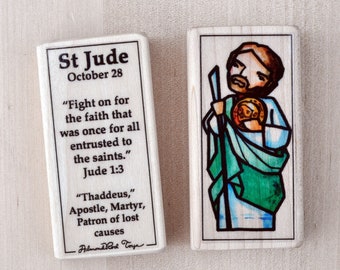 St Jude Patron Saint Block with gift bag // Patron of lost causes // Catholic Toys by AlmondRod Toys