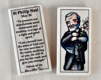 St Philip Neri Patron Saint Block with gift bag // patron of joy // Catholic Toys by AlmondRod Toys