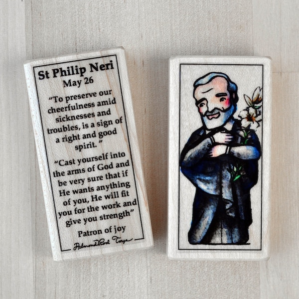 St Philip Neri Patron Saint Block with gift bag // patron of joy // Catholic Toys by AlmondRod Toys