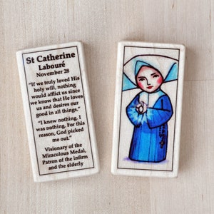 St Catherine Laboure Patron Saint Block with gift bag // patron of the infirm and elderly // Catholic Toys by AlmondRod Toys