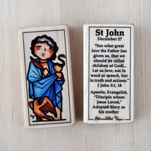 St John the Evangelist Patron Saint Block with gift bag // disciple, apostle // Catholic Toys by AlmondRod Toys