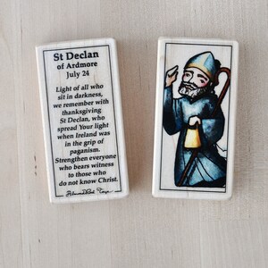 St Declan Patron Saint Block with gift bag // Apostle of Ireland // Catholic Toys by AlmondRod Toys