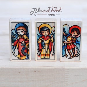 3 Archangels Saint Block Set // Sts Michael, Gabriel, and Raphael Angels // Catholic Toys by AlmondRod Toys