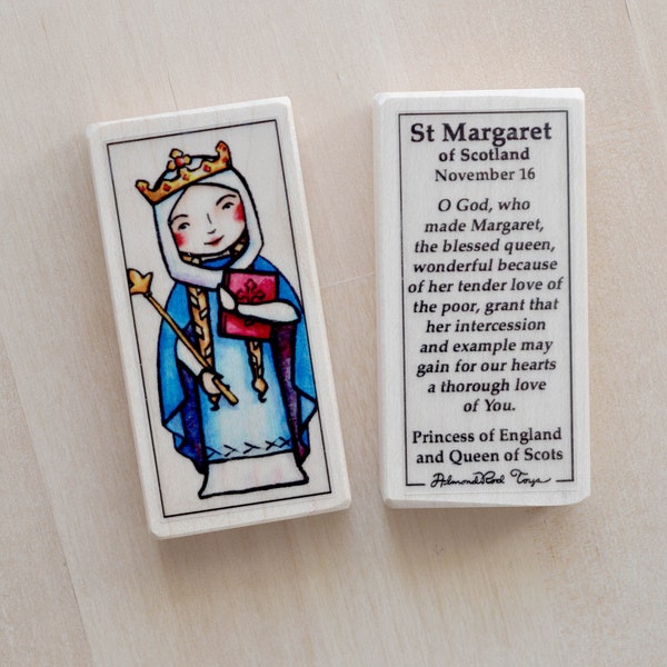 St Margaret of Scotland Patron Saint Block with gift bag // Princess of England, Queen of Scots // Catholic Toys by AlmondRod Toys