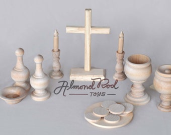 Wooden Mass Kit with cotton drawstring bag // Catholic toy // Catechesis of the Good Shepherd