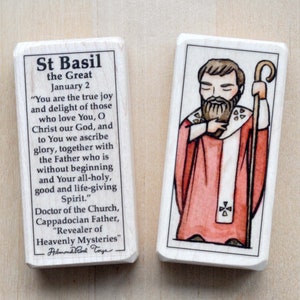 St Basil the Great Patron Saint Block with gift bag // Doctor of the Church // Catholic Toys by AlmondRod Toys