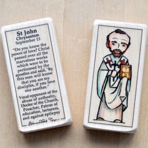 St John Chrysostom Patron Saint Block with gift bag // Patron of educators // Doctor of the Church // Catholic Toys by AlmondRod Toys