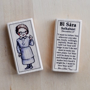 Bl Sara Salkahazi Patron Saint Block with gift bag // Modern Saint // Catholic Toys by AlmondRod Toys