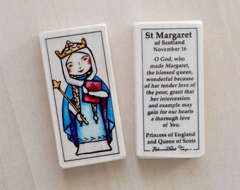 St Margaret of Scotland Patron Saint Block with gift bag // Princess of England, Queen of Scots // Catholic Toys by AlmondRod Toys