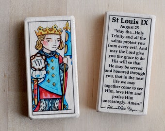 St Louis IX Patron Saint Block with gift bag // King of France // Catholic Toys by AlmondRod Toys