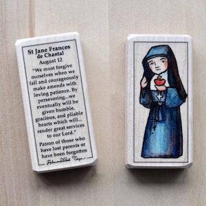 St Jane Frances de Chantal Patron Saint Block with gift bag // Patron of lost parents // Catholic Toys by AlmondRod Toys