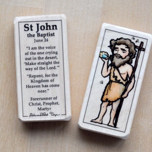 St John the Baptist Patron Saint Block with gift bag // Prophet // Catholic Toys by AlmondRod Toys