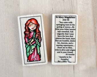 St Mary Magdalene Patron Saint Block with gift bag // patron of converts // Catholic Toys by AlmondRod Toys