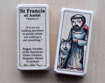 St Francis of Assisi Patron Saint Block with gift bag // preacher, patron of animals // Catholic Toys by AlmondRod Toys