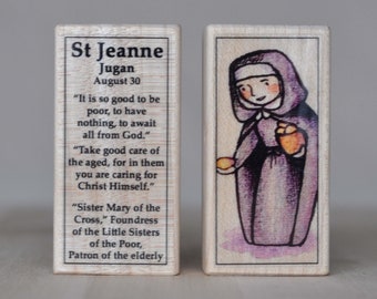 St Jeanne Jugan Patron Saint Block with gift bag // Patron of the elderly // Foundress of Little Sisters of the Poor // Catholic Toys