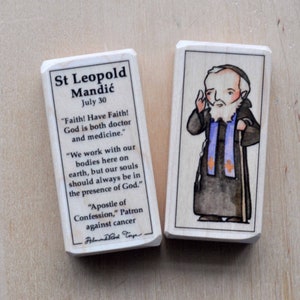 St Leopold Mandic Patron Saint Block with gift bag // Patron against cancer // Catholic Toys by AlmondRod Toys